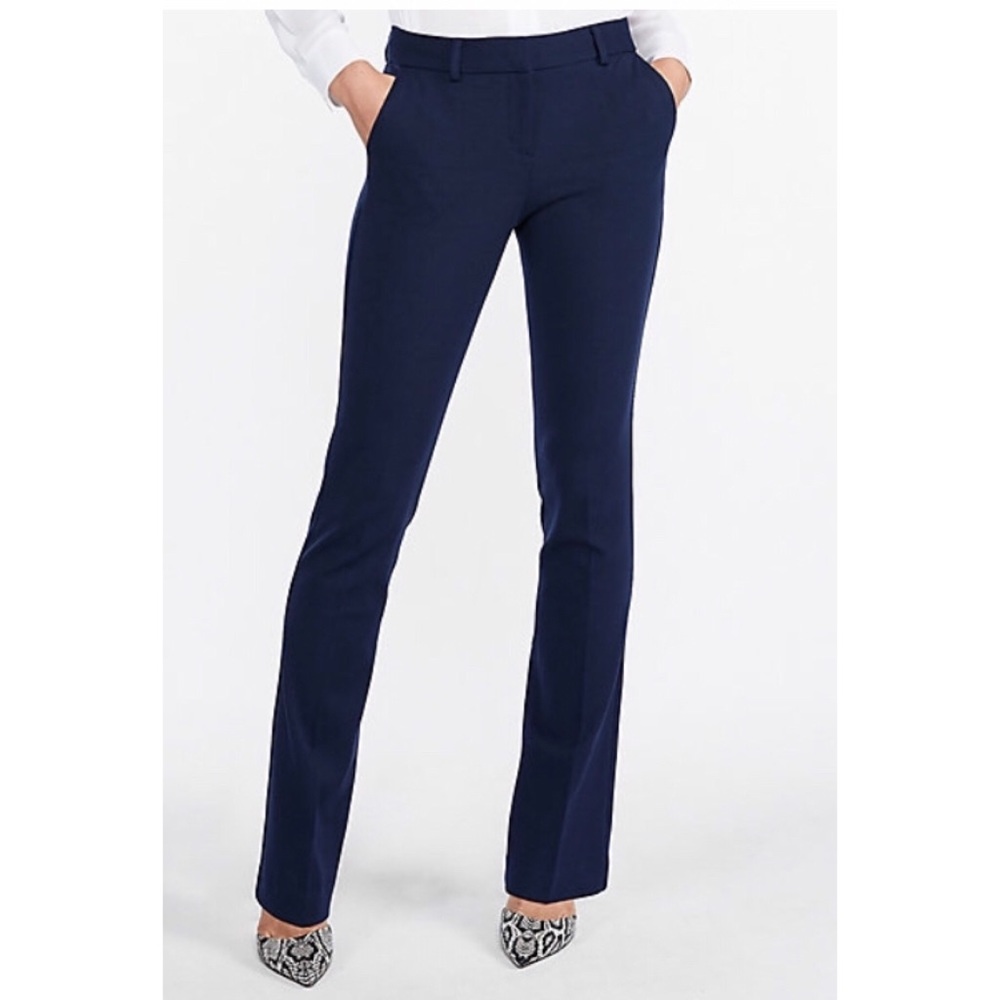 Express Mid Rise Barely Boot Publicist Pant Navy